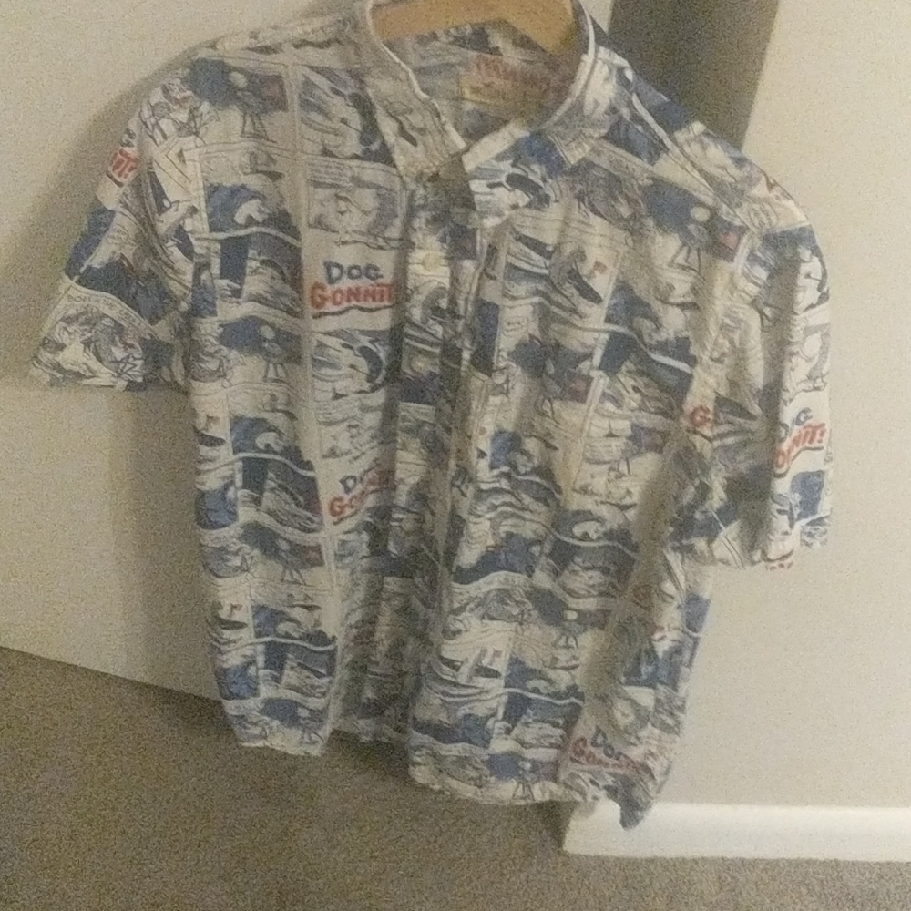 Short Sleeve Button Down Hollister Comic Graphic